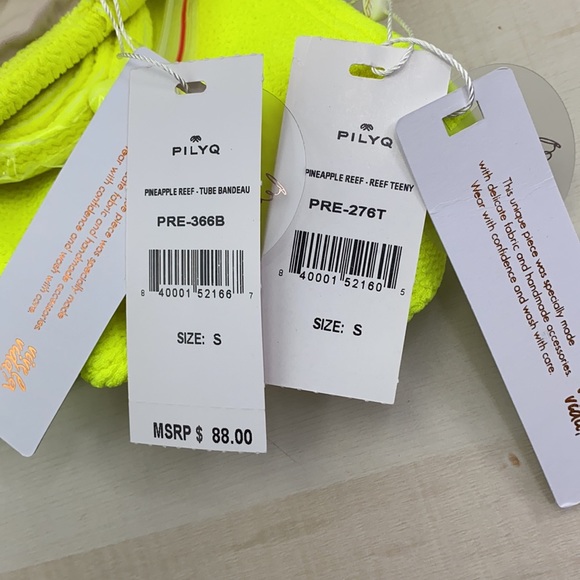 PILYQ PINEAPPLE TUBE BANDEAU NWT Bikini SET Small - Picture 5 of 13